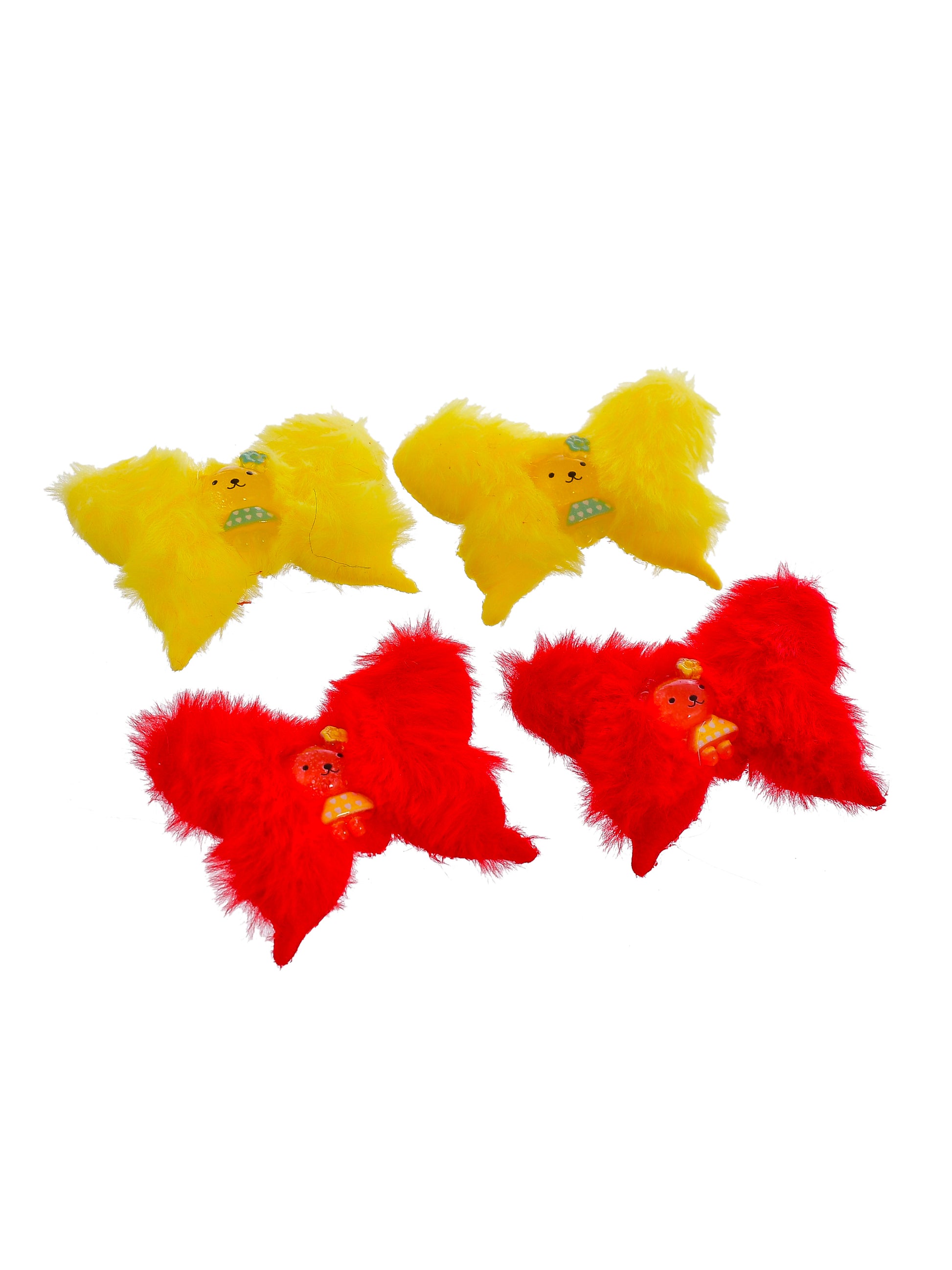Set of 4 Fur Butterfly Hair Clip