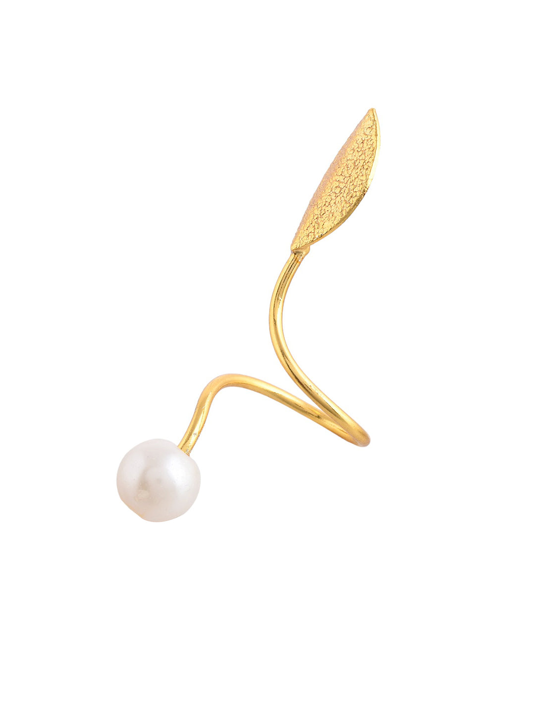 Gold-Plated Pearl-Studded Ring For Women