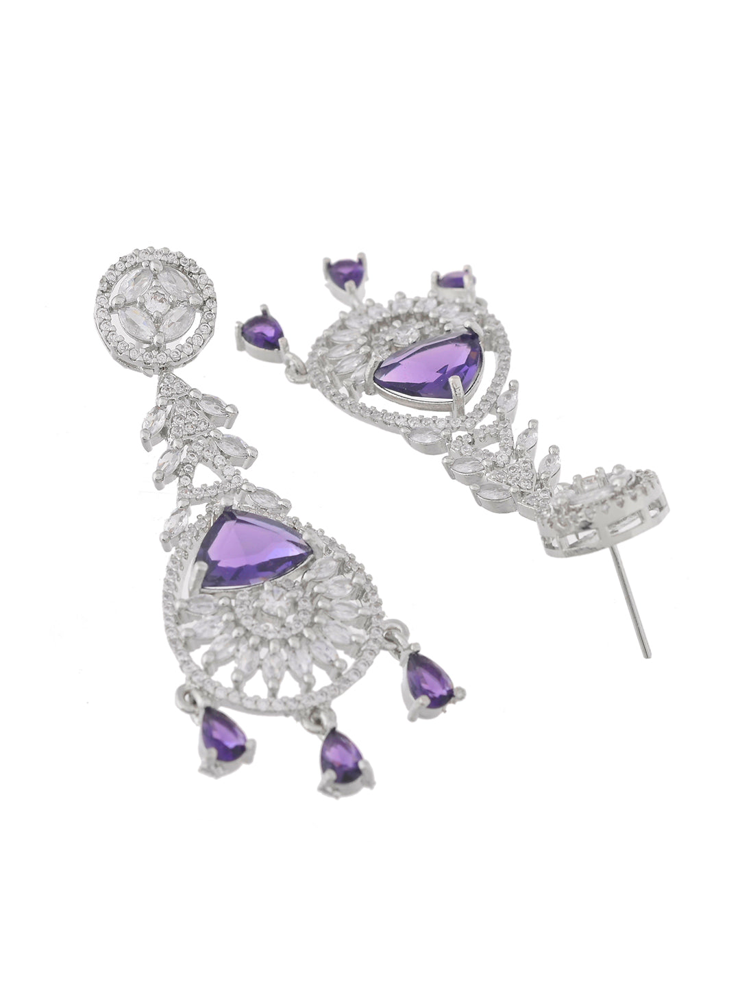 Purple American Diamond Silver Plated | Earring For Woman