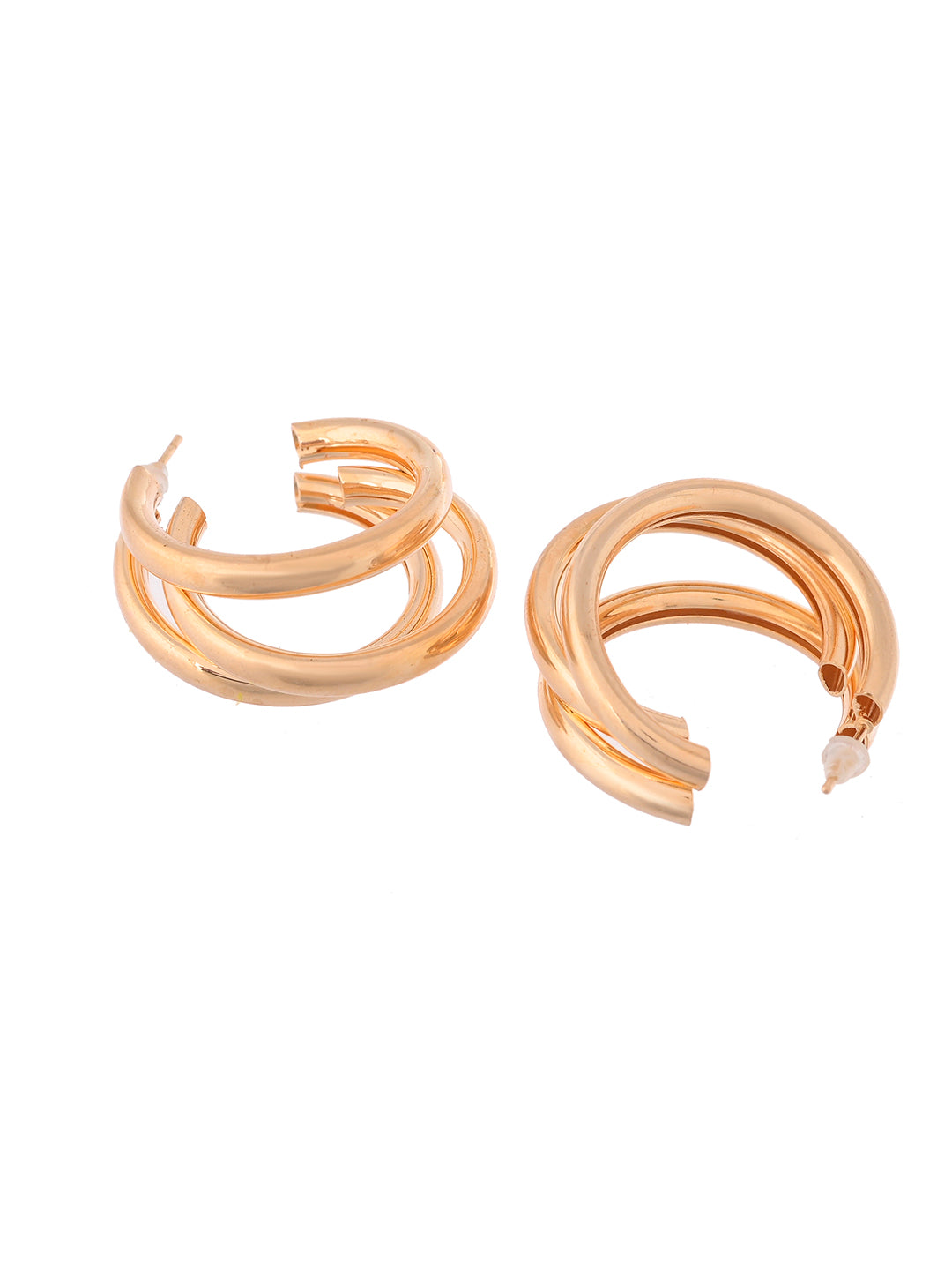 Triple Loop Gold Hoop Earrings For Women