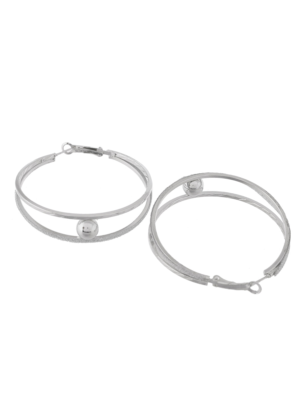Silver Hoop Earrings | Beaded Center Earrings For Women