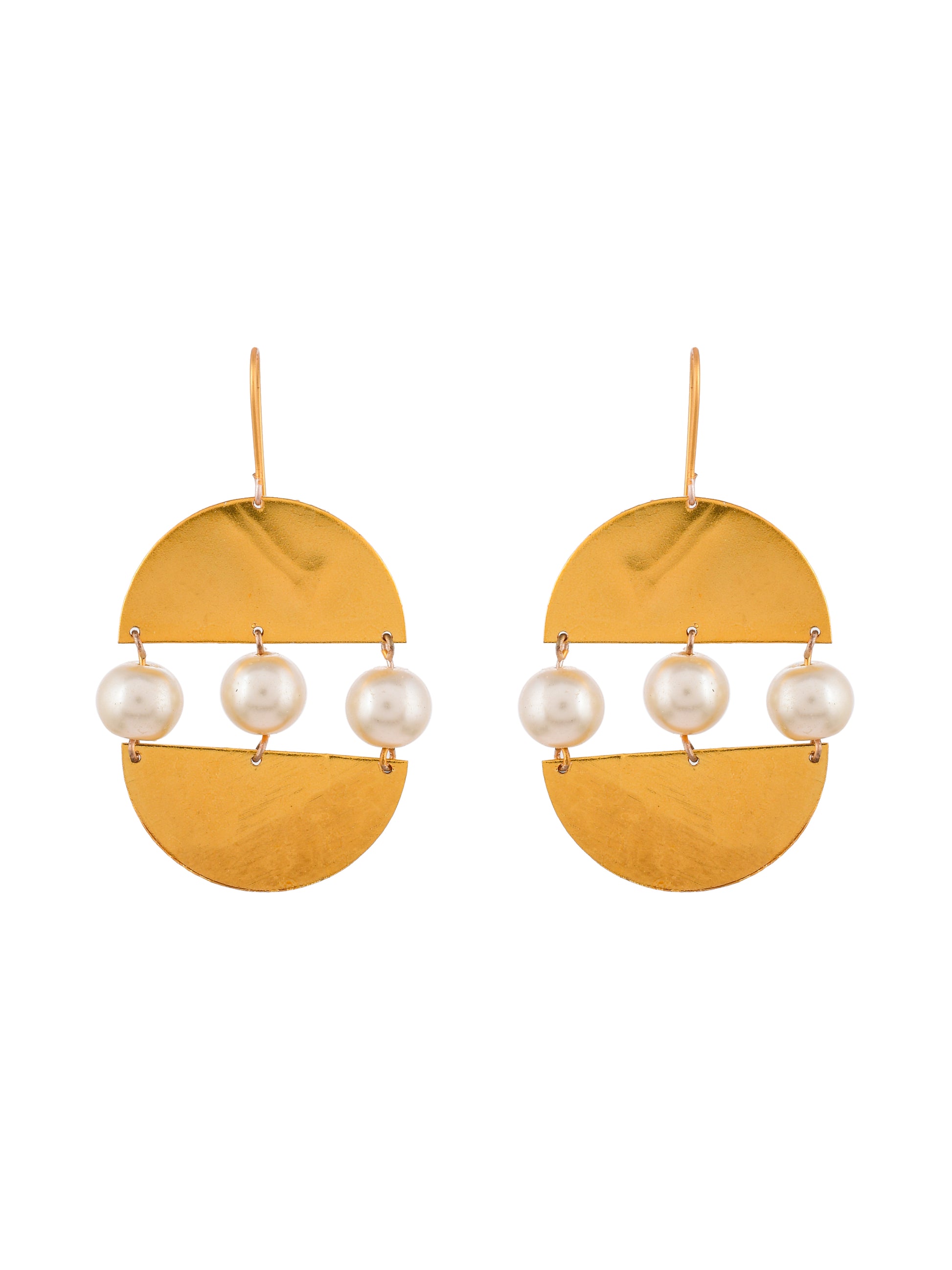 Gold-Plated Pearls Contemporary Drop Earrings