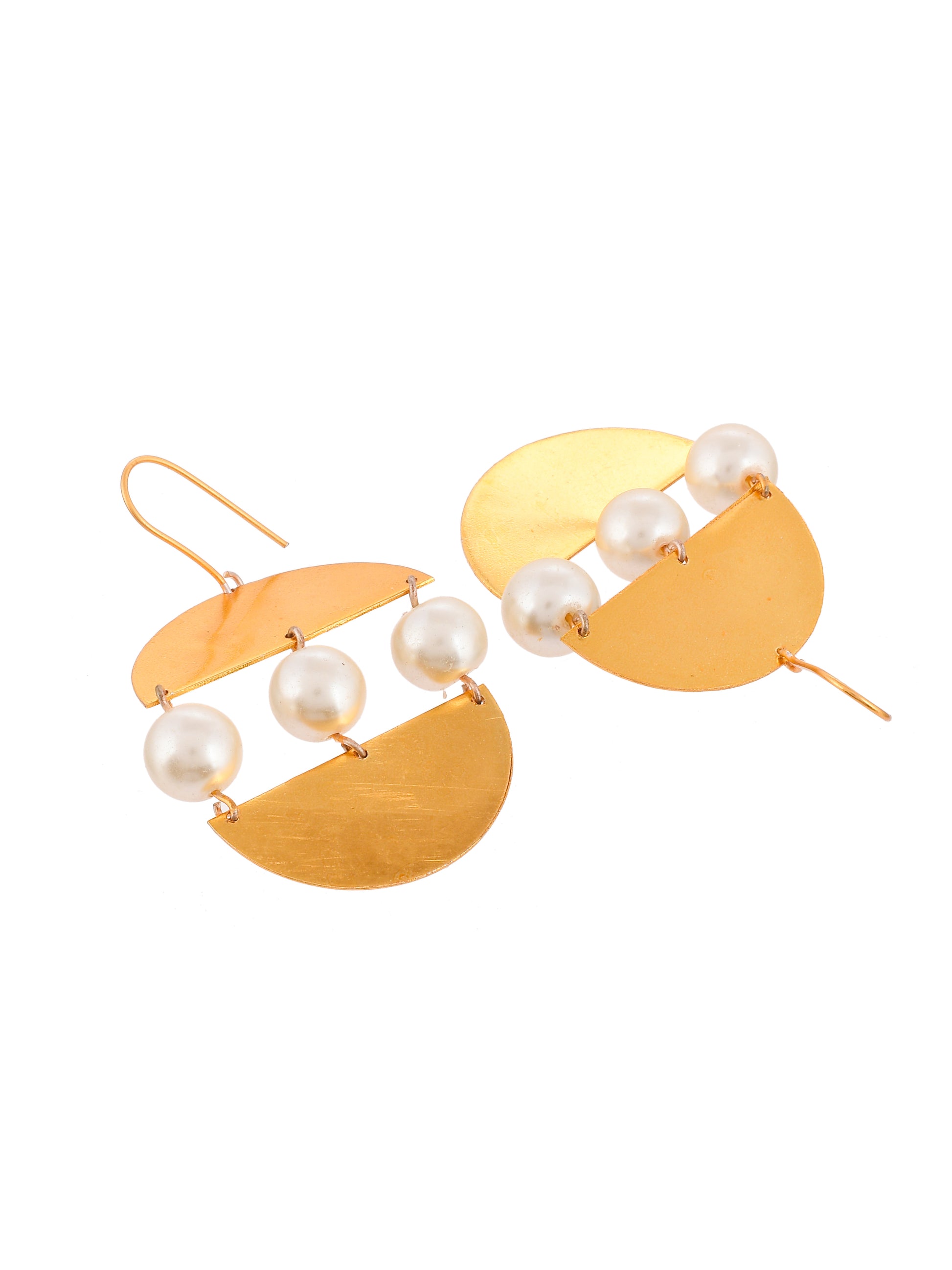 Gold-Plated Pearls Contemporary Drop Earrings