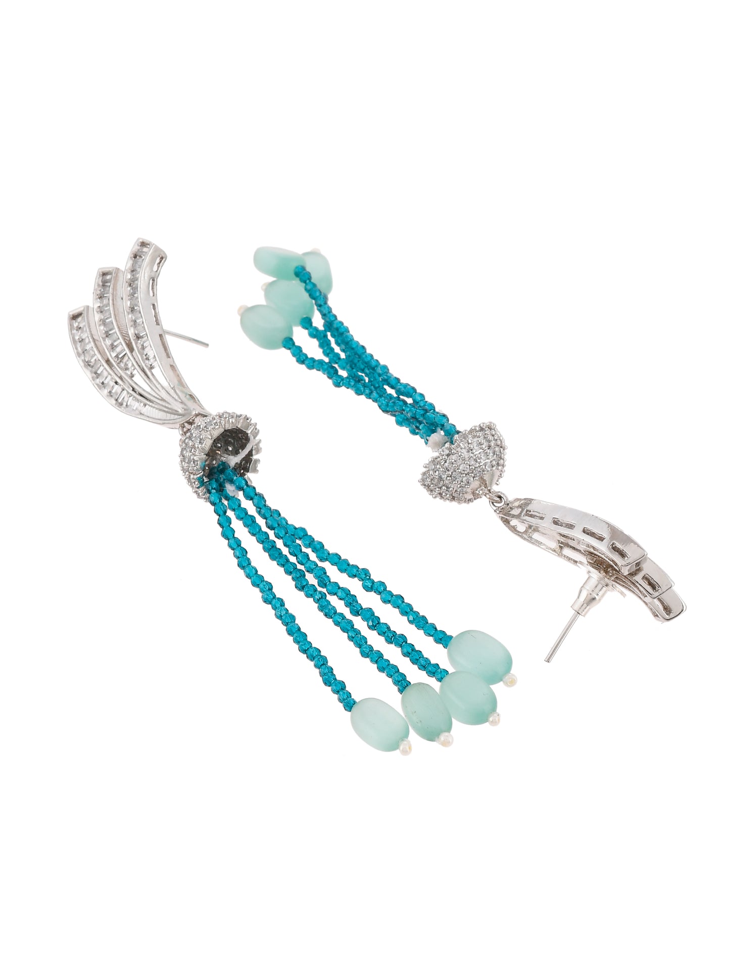 Silver Plated American Diamond Layered Heavy Jewellery Set