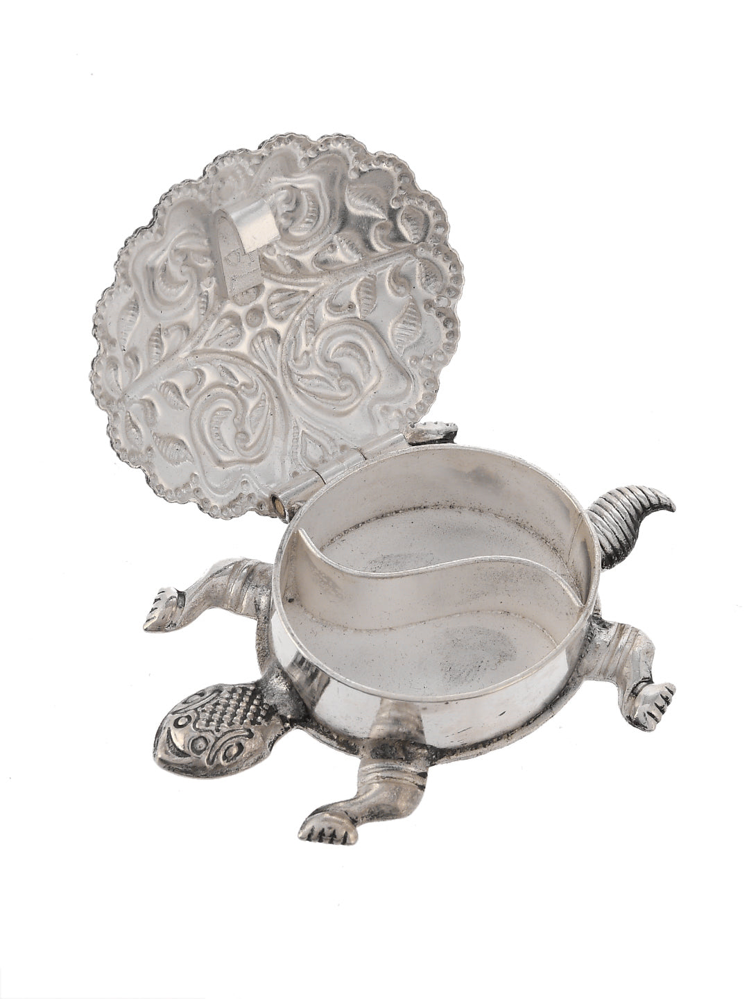 999 Sterling Silver Tortoise Roli Chawal Box for Pooja and Mandir