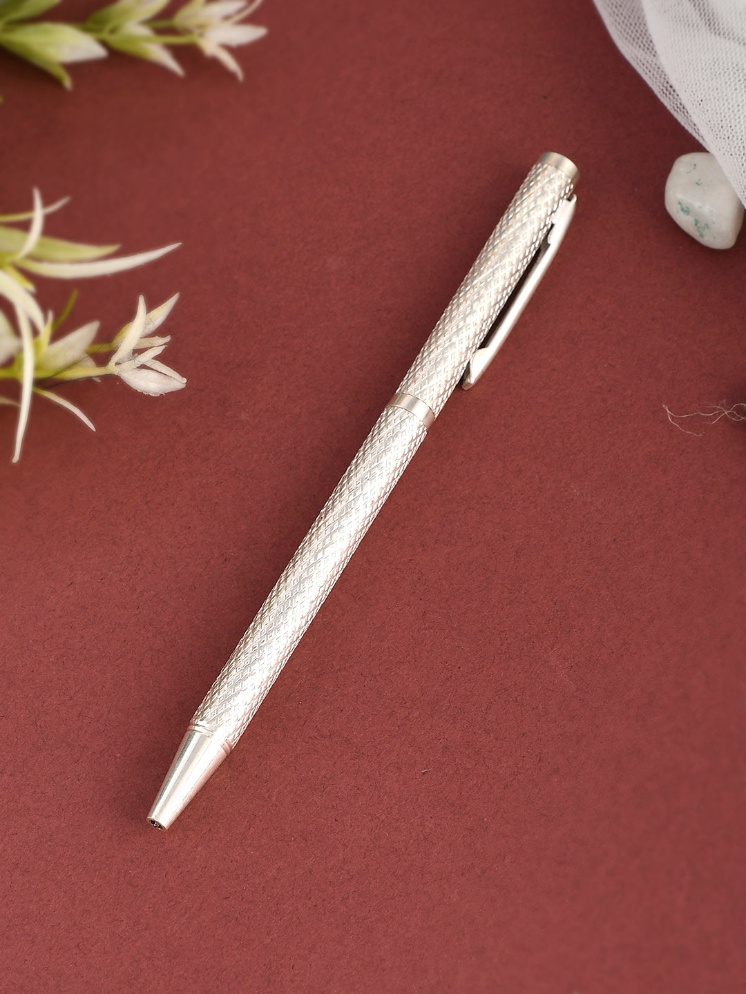 999 Pure Silver Foil Coated Ball Point Pen for Gift, Diwali, Family,  Friends 