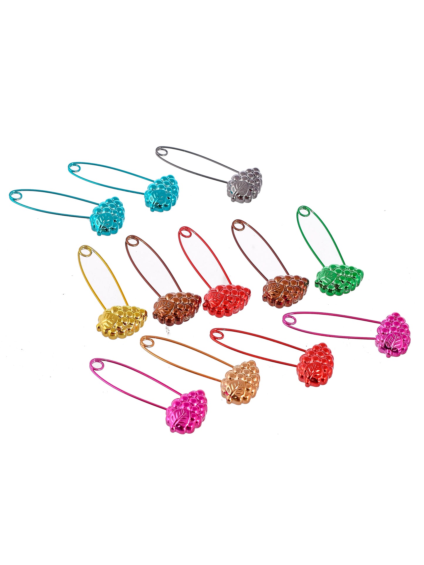 Set of 12 Multi-color Acrylic Saree Pins