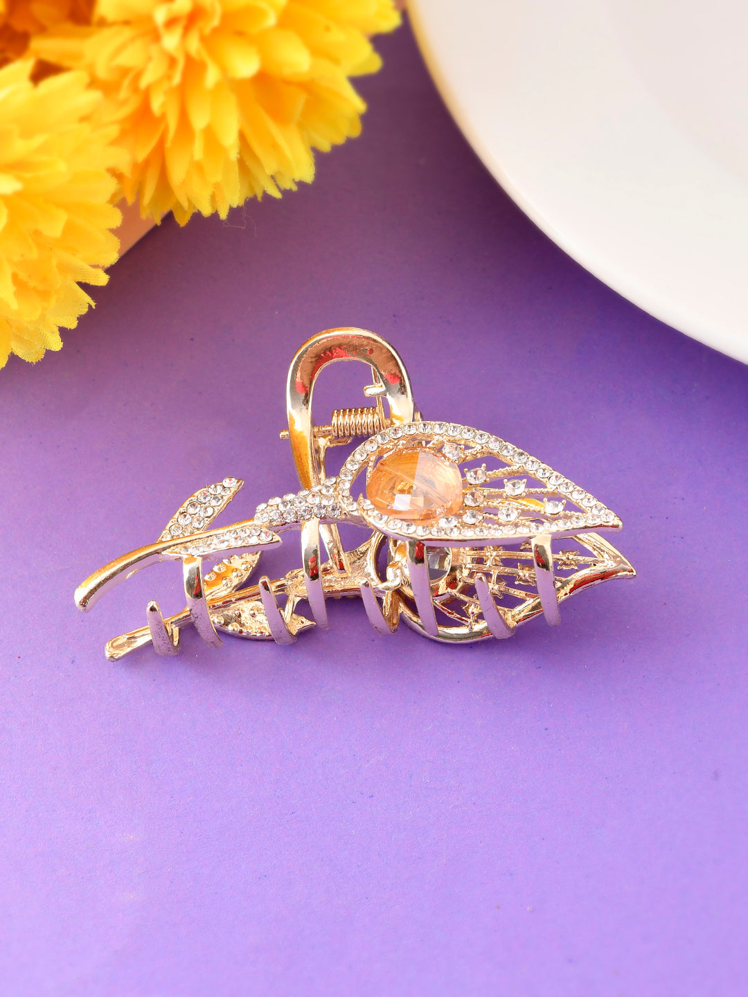 Golden Crystal Hair Clutcher | Hair Accessories For Women & Girls