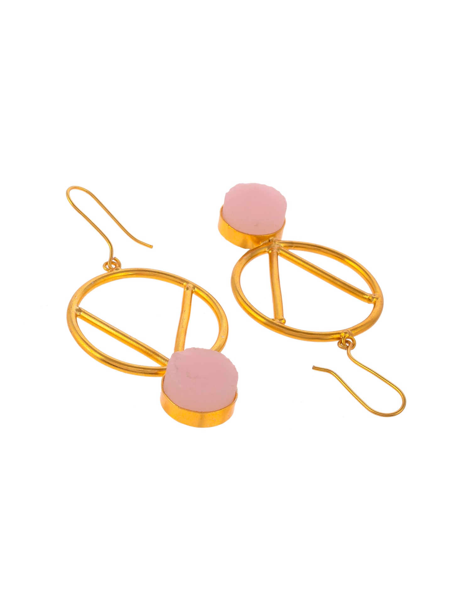 Gold Plated Circular Western Drop Dangle Earrings