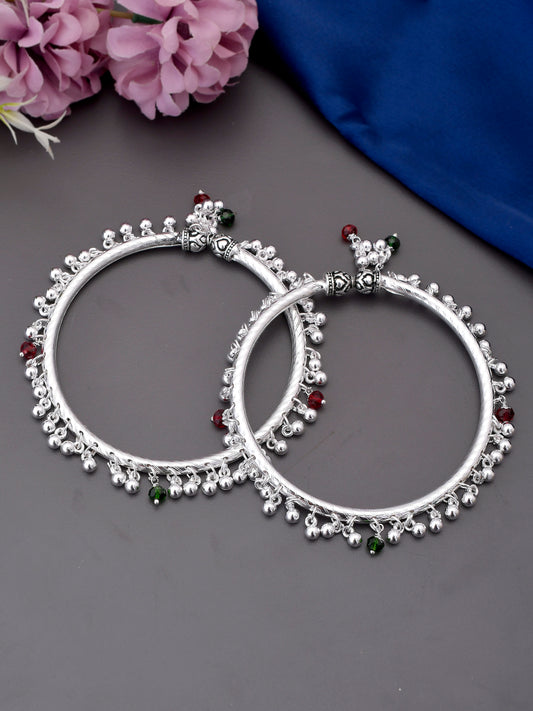 Silver Plated Ghungroo Kada Anklets for Women Online