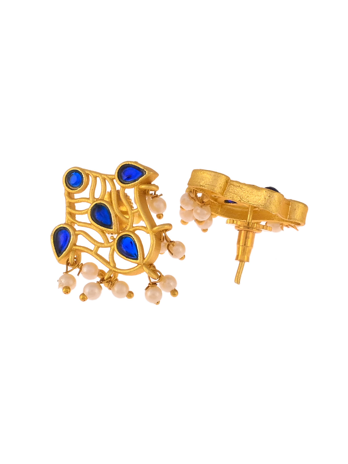 Gold Plated Blue Classic stud Earrings