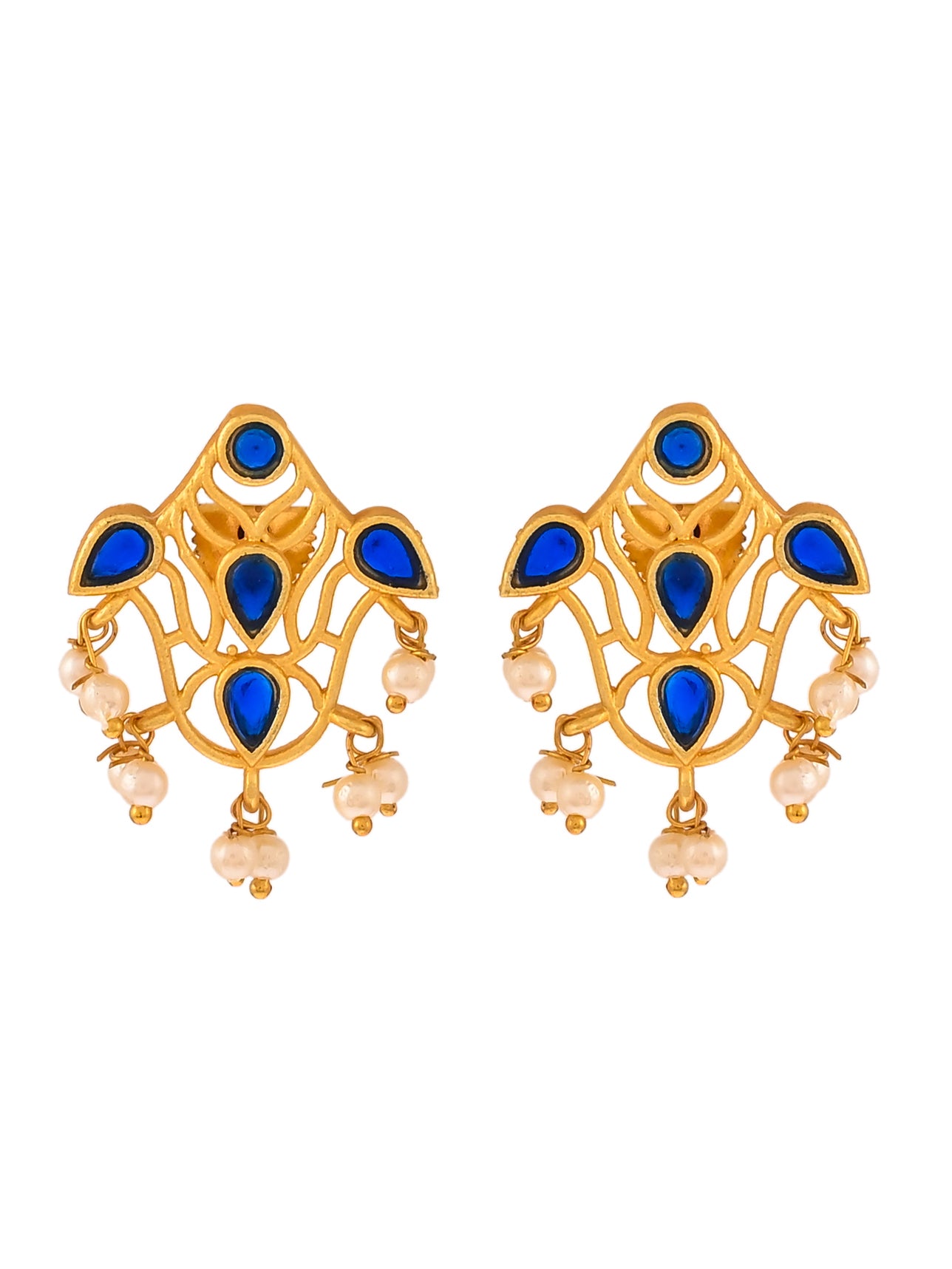 Gold Plated Blue Classic stud Earrings