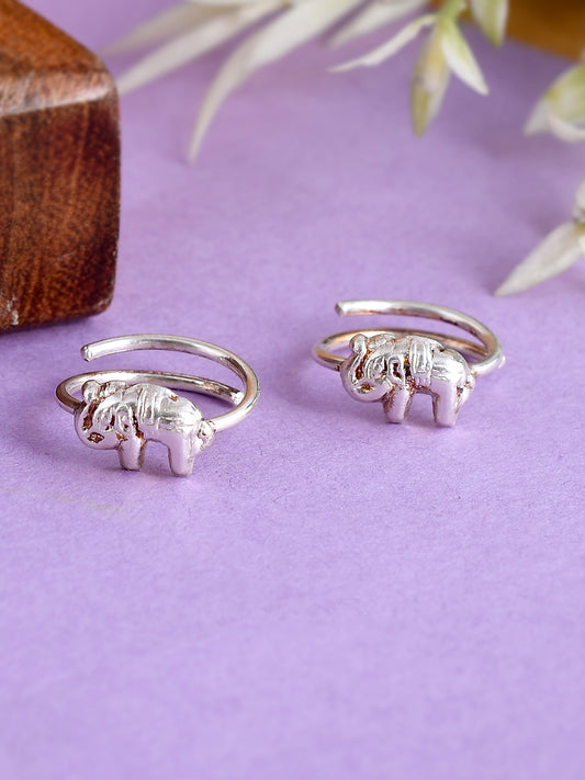 Silver Plated Elephant Handcrafted Toe Rings for Women Online
