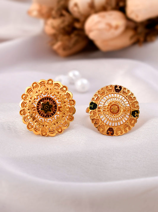 Set of 2 Gold Plated Handcrafted Traditional Finger Rings for Women Online