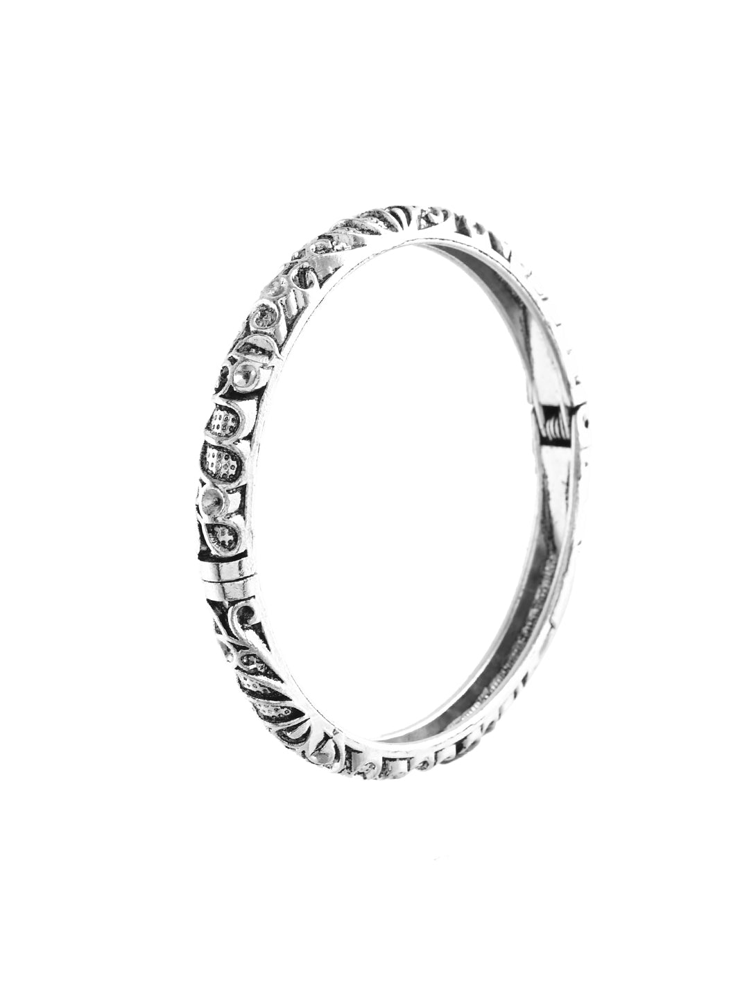 Traditional Oxidised Silver Kada For Women | Antique Engraved Bangle