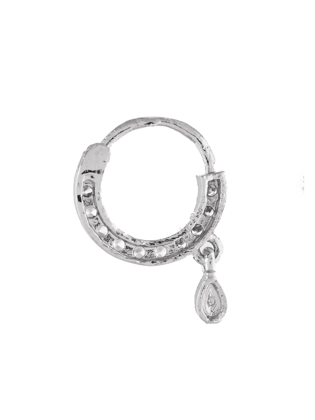 Silver-Plated CZ Stone Nose Ring For Women | Daily Wear Nath