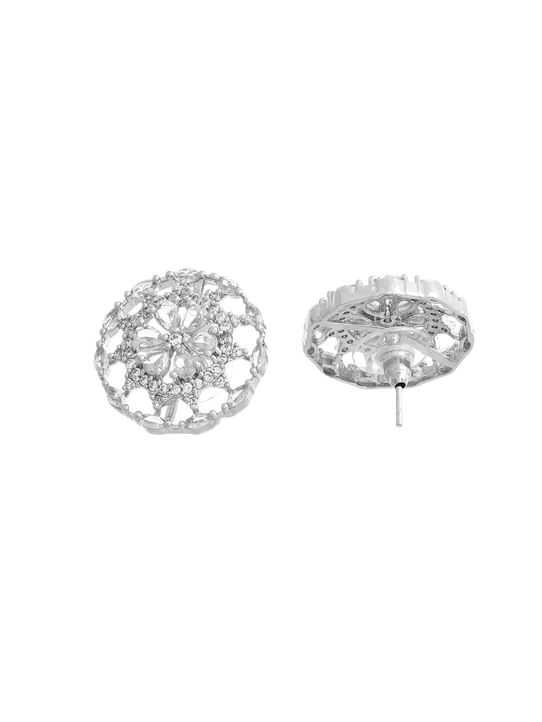 Silver-Toned Floral Ad Stud Earrings | Party & Bridal Accessorie