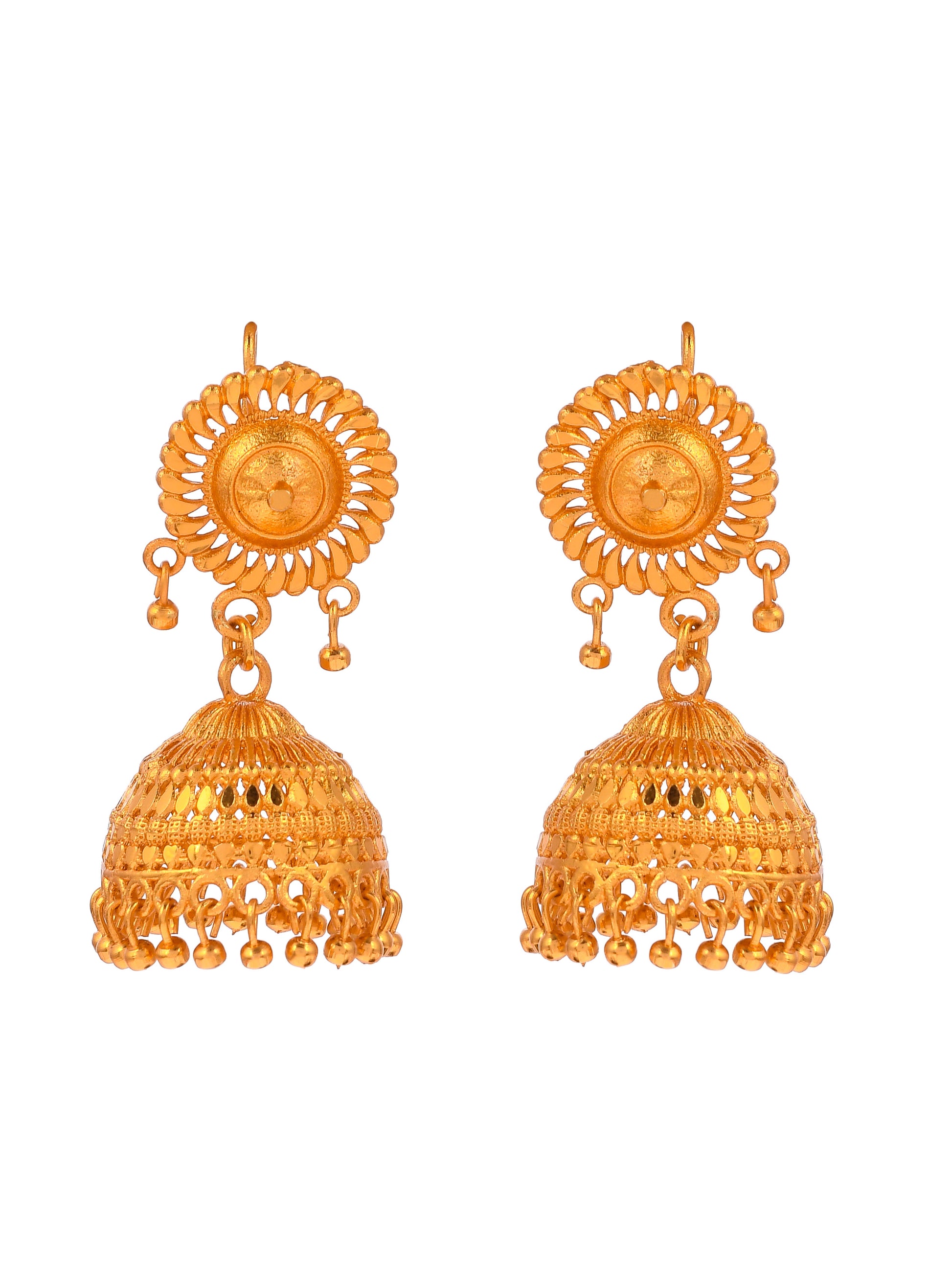 Gold Plated Meenakari Ethnic Temple Jhumka Earrings for Women