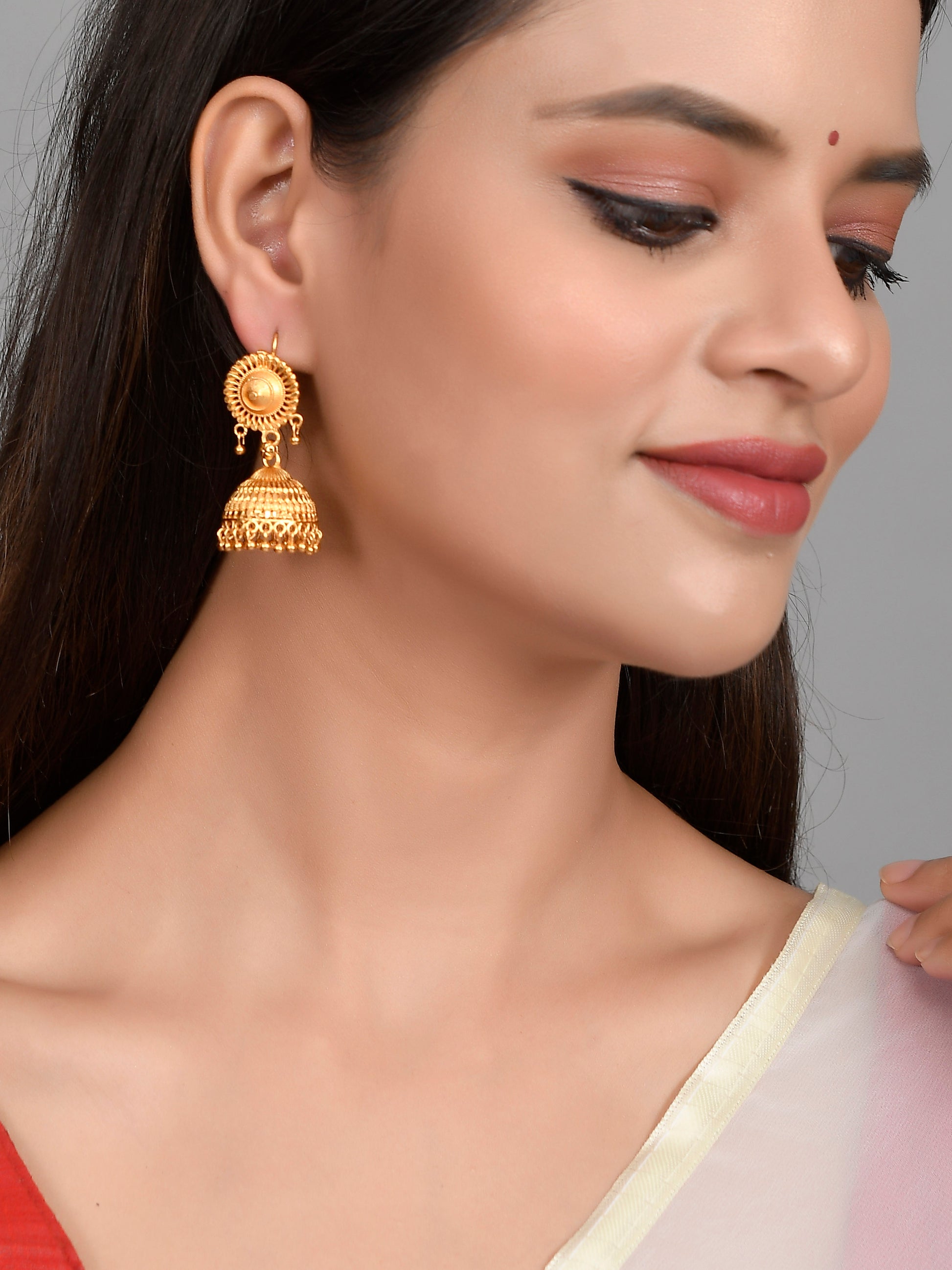 Gold Plated Meenakari Ethnic Temple Jhumka Earrings for Women