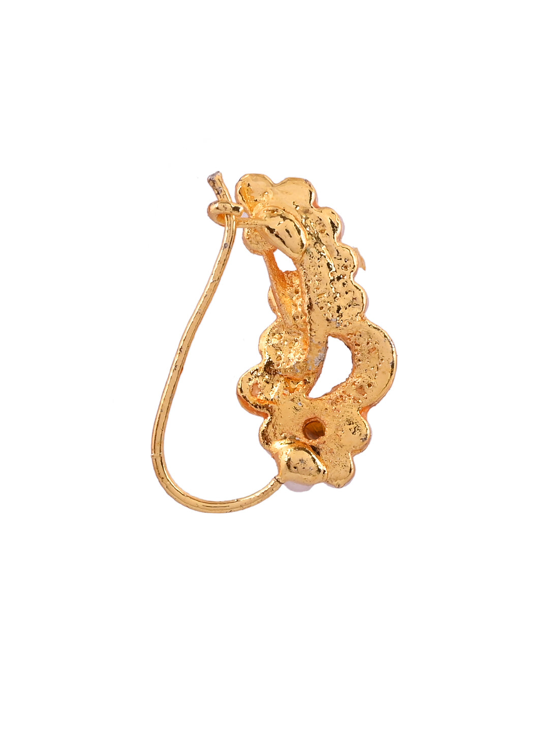 Gold Plated Nosepin With Pearls and Red Stone Nosepin