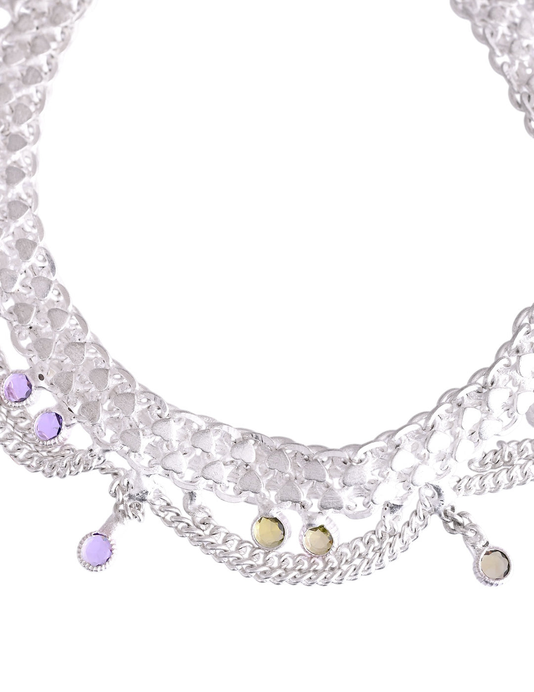 Silver-Plated Multicolor Stone Anklet For Women | Traditional Payal