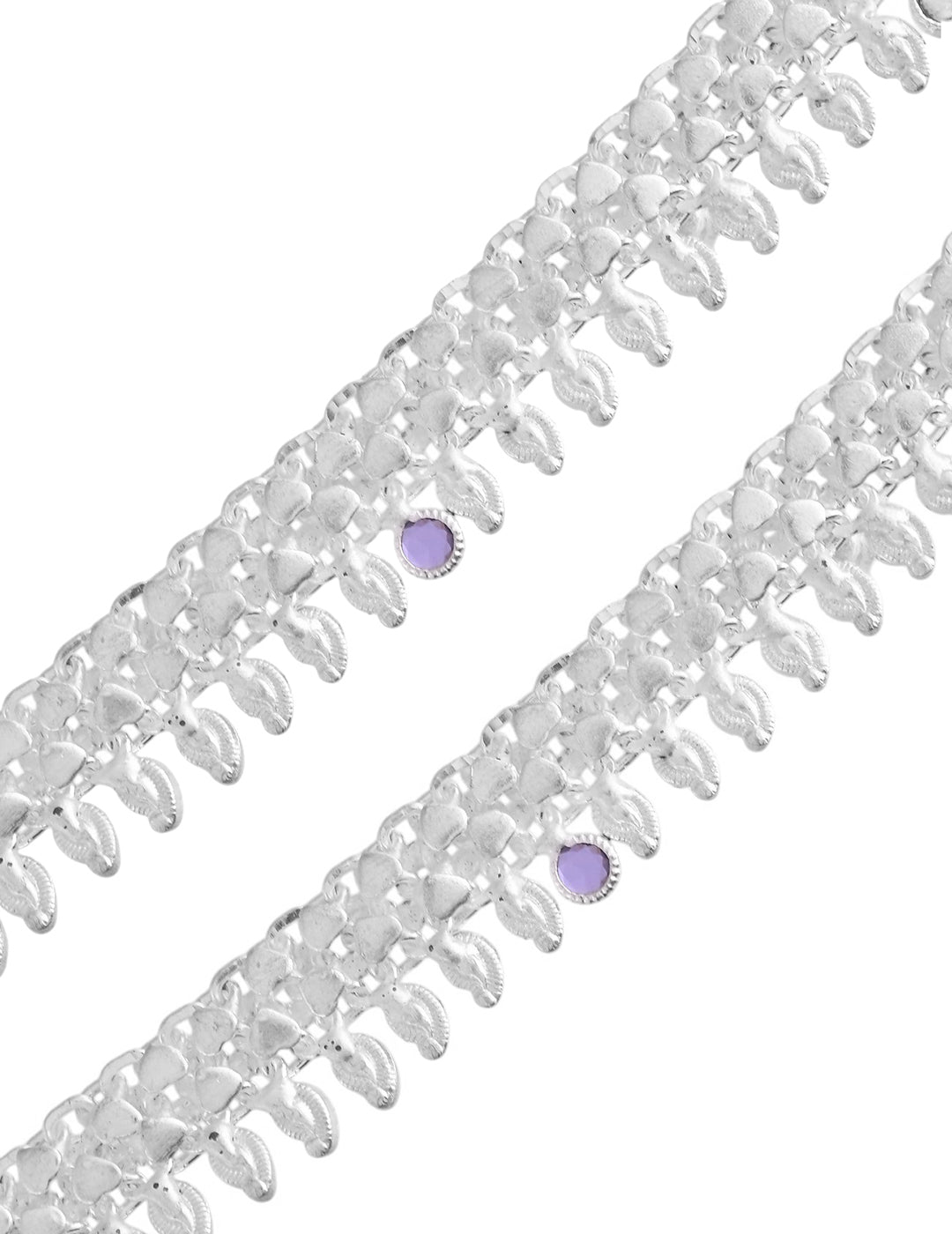 Silver-Plated Traditional Leaf Motif Anklet | Daily Wear Jewellery For Women