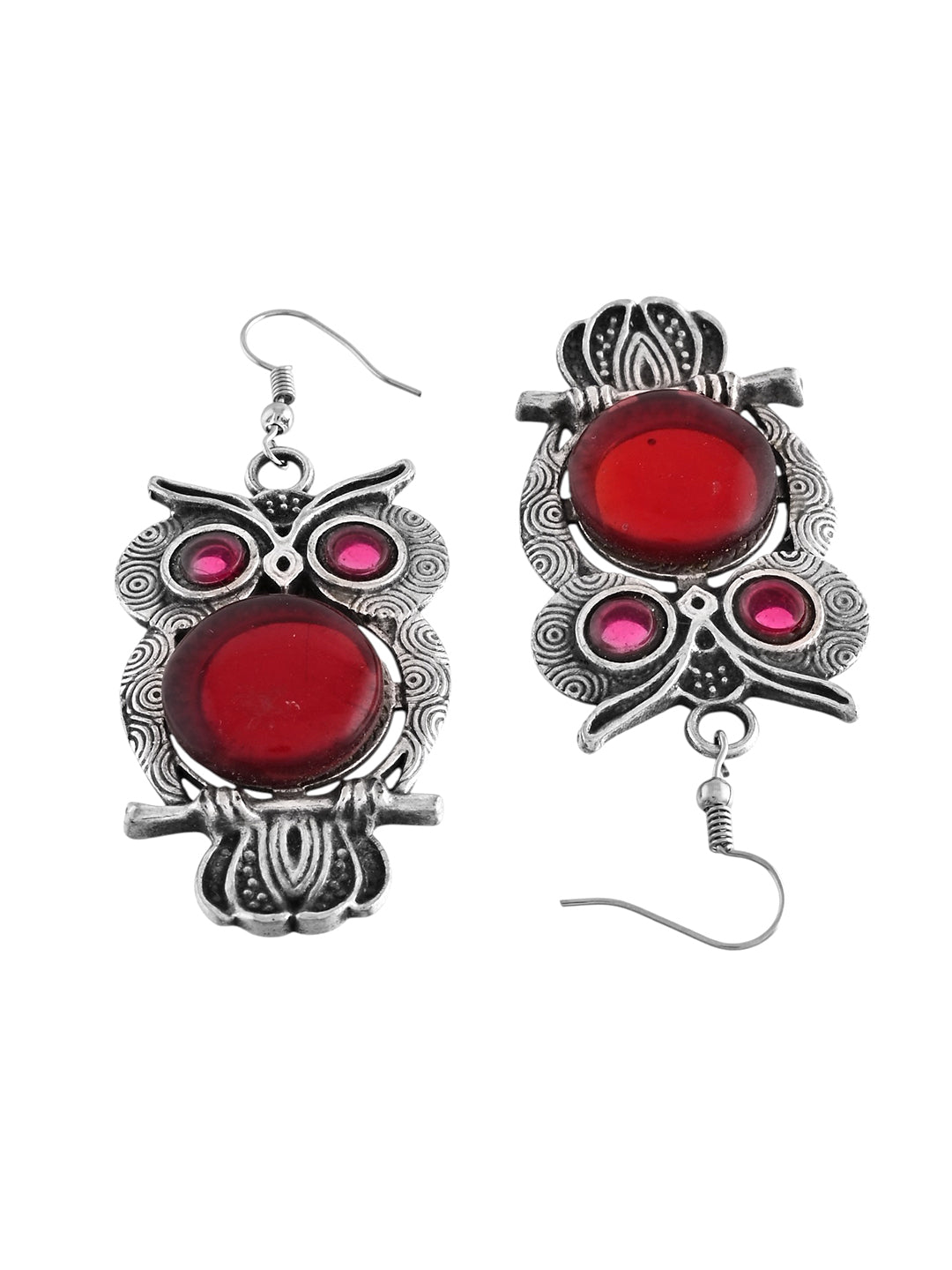 Oxidised Silver Owl Design Earrings | Boho Earrings For Women & Girls