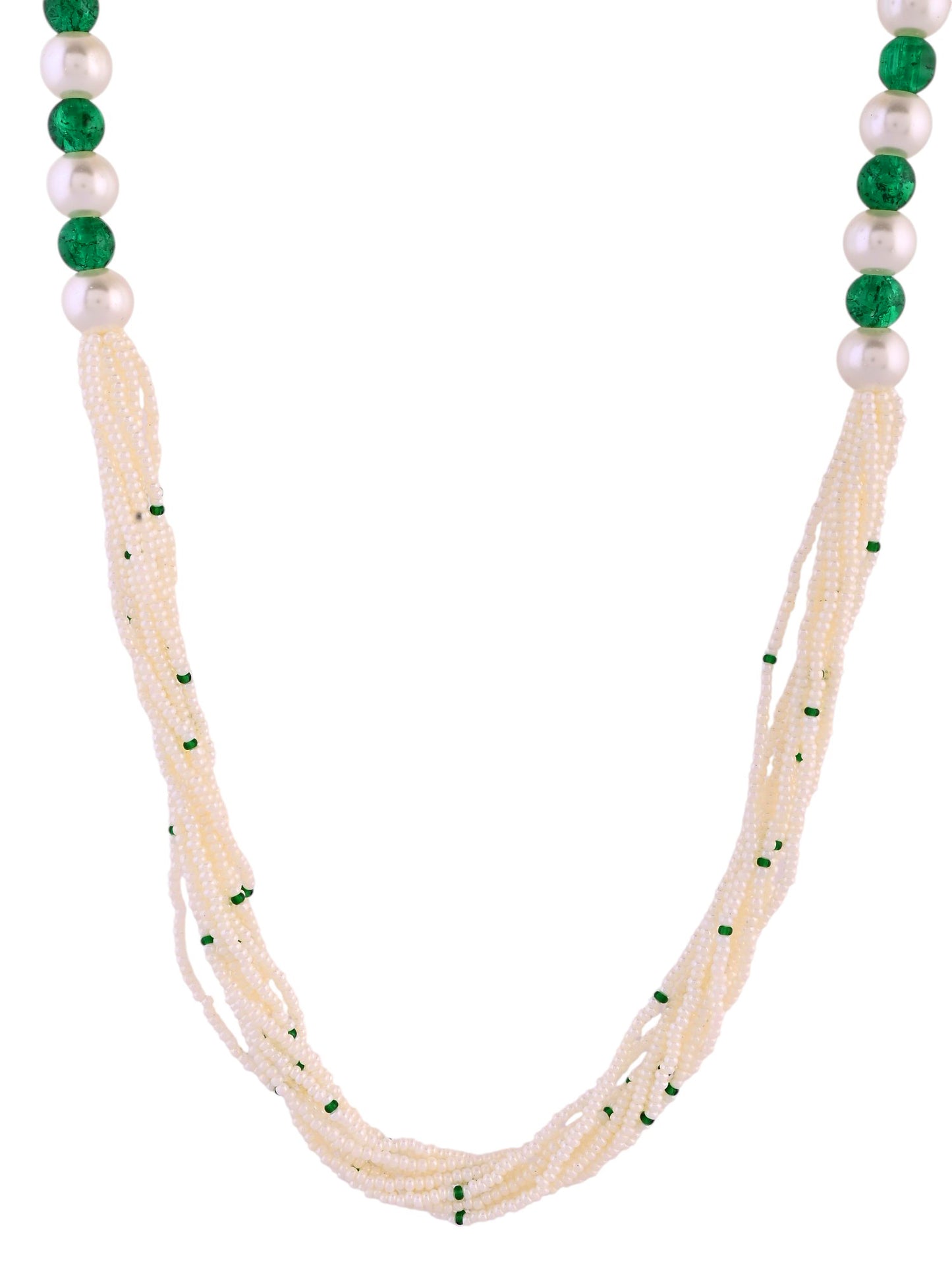 Multi-Layer White Beaded Necklace With Pearl | Ethnic Necklace Set For Women
