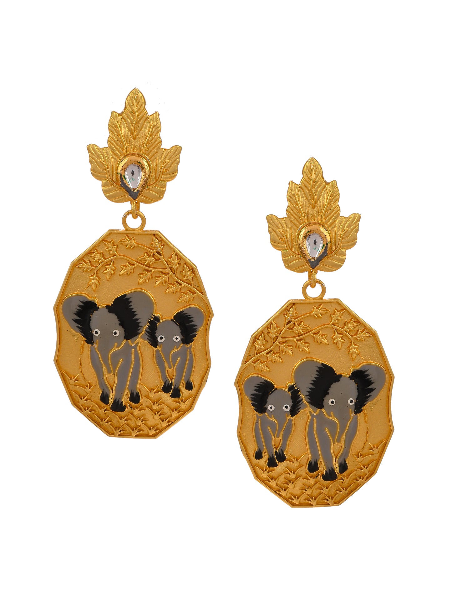 Gold Plated Hand Painted Ethnic Drop Earrings
