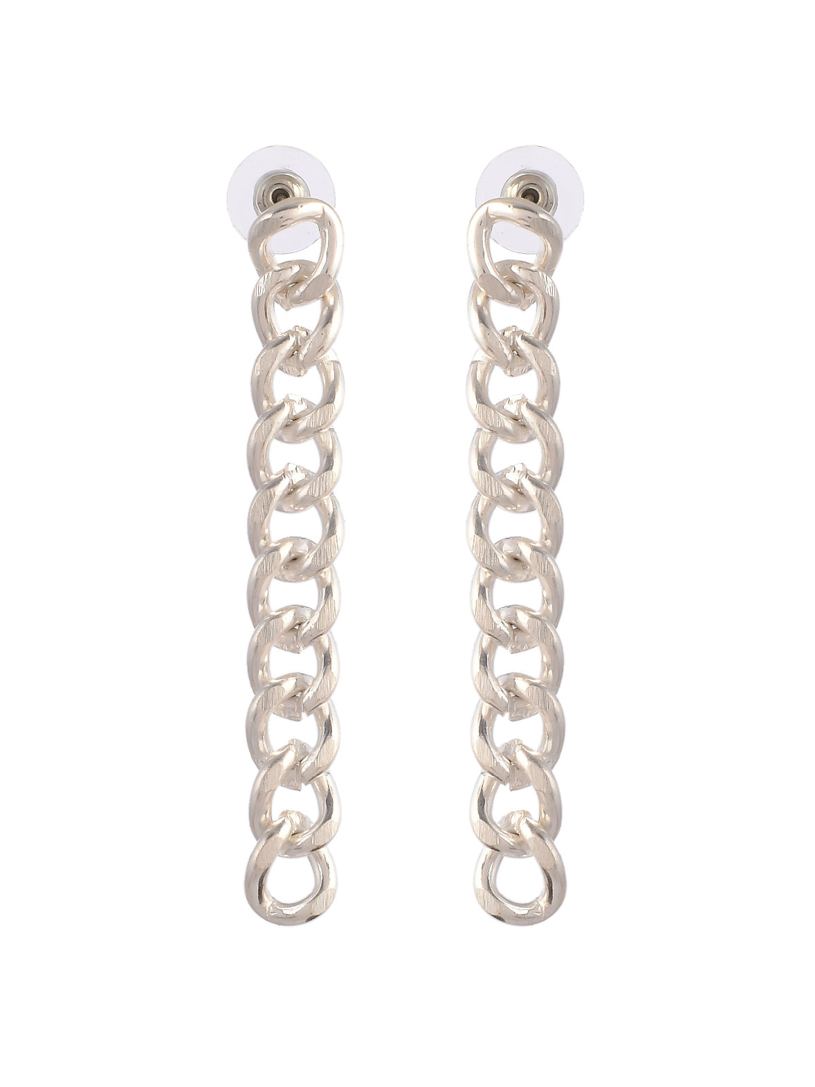 Silver Plated Long Chain Drop Earrings