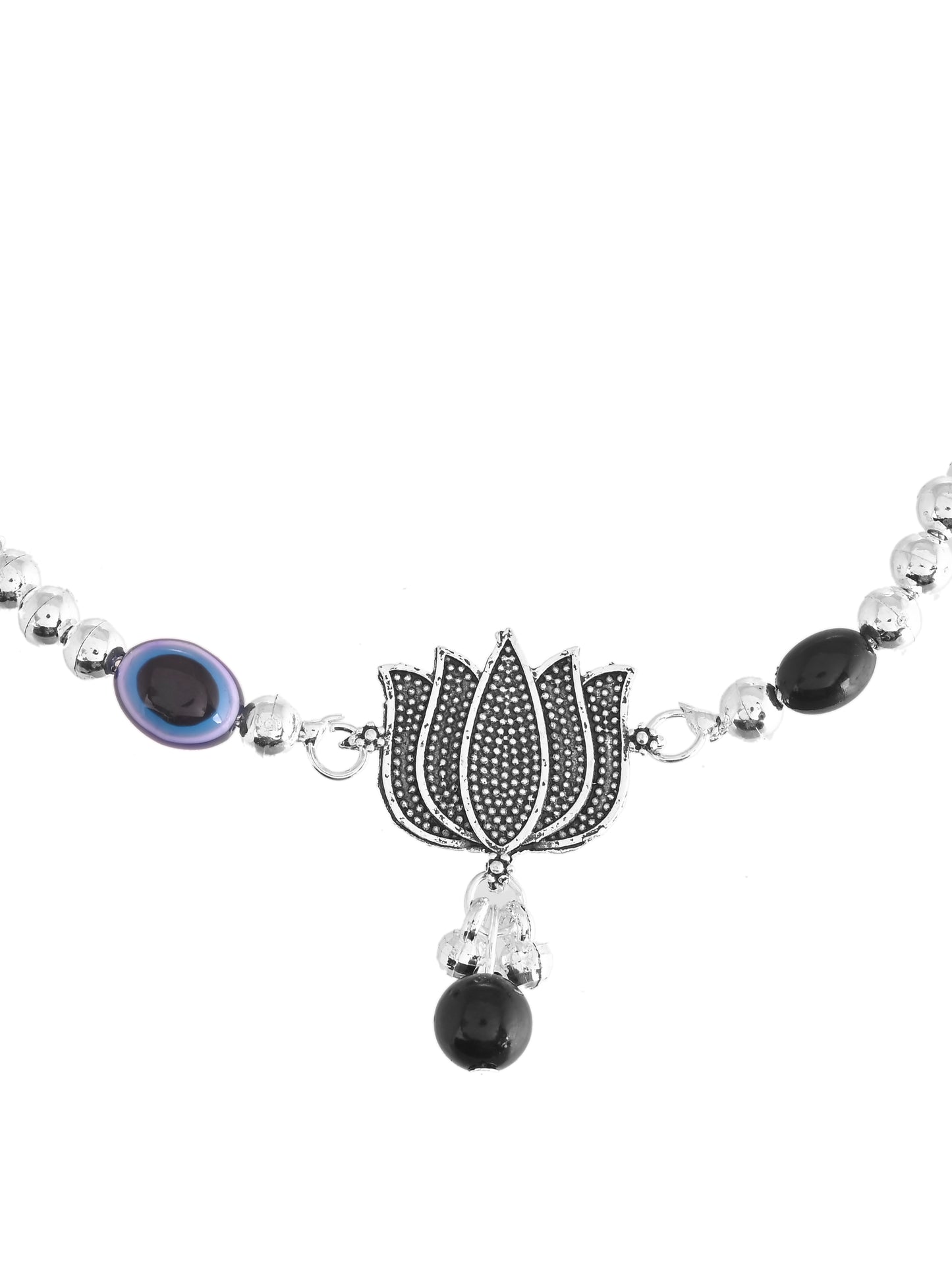 Oxidised Silver-Plated Evil Eye Anklet Set For Women | Adjustable Payal Jewellery