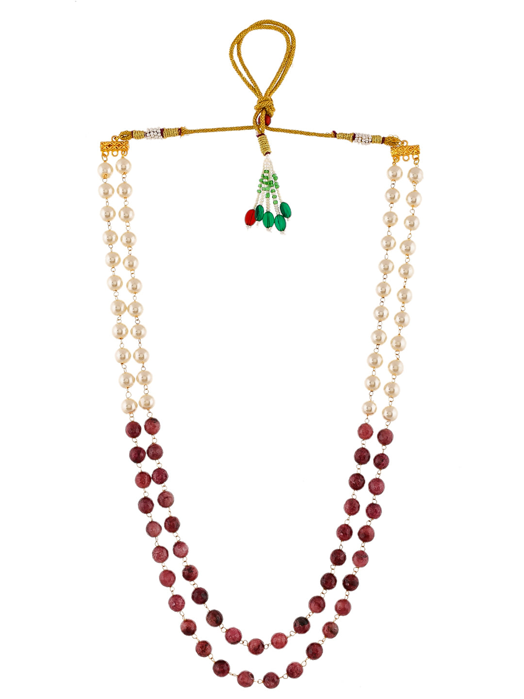 Unisex Parple & Gold Plated Beaded Layered Necklace