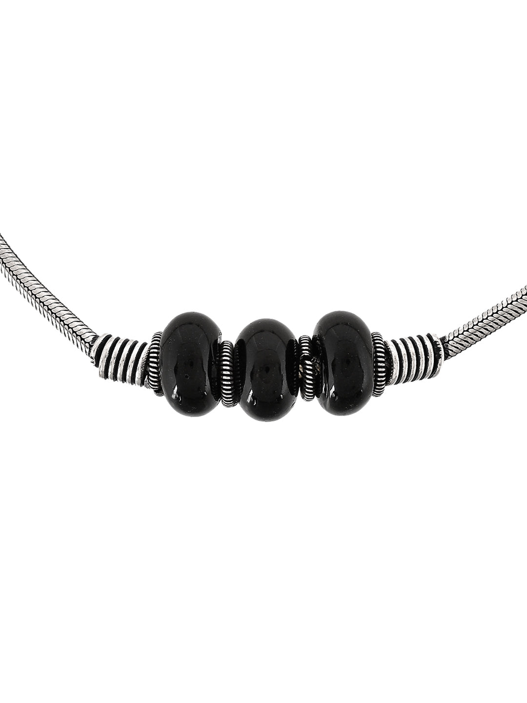 Silver Floral Beaded Chain Anklet