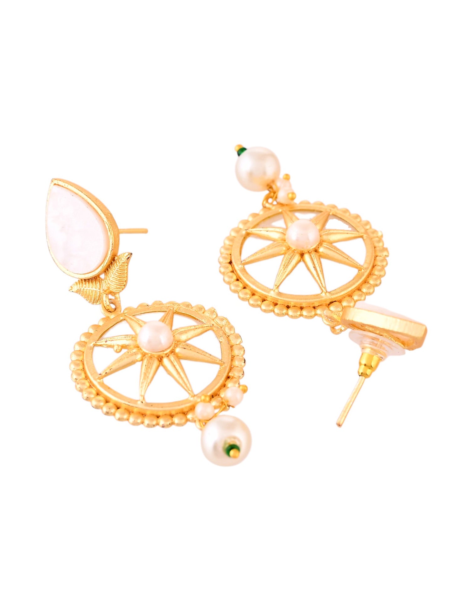 Gold-Plated Pearl Drop Classic Earrings For Women
