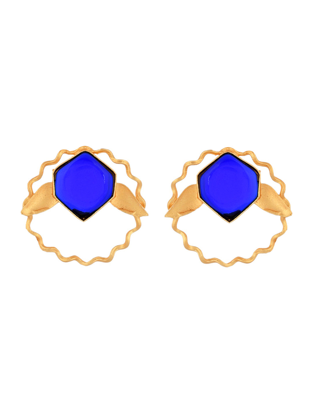 gold plated blue stone drop earring