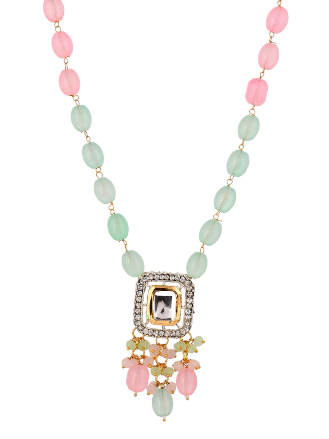 Gold Plated pink & Green necklace