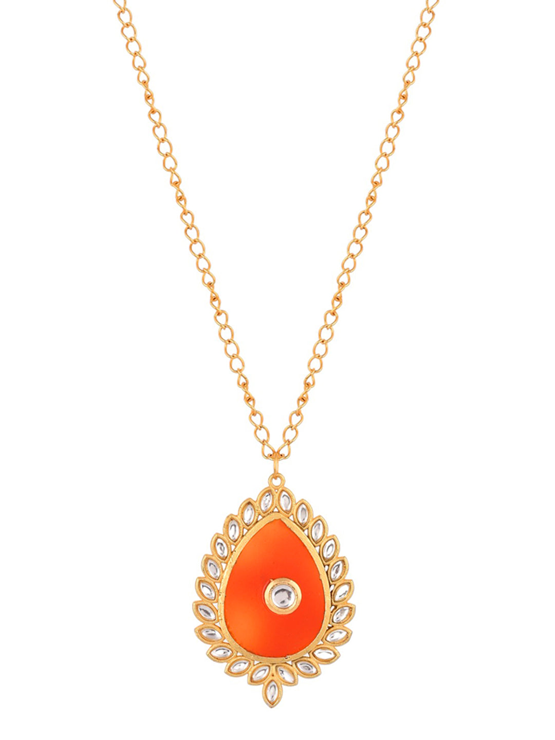 Gold Plated Red Stone Chain Necklace