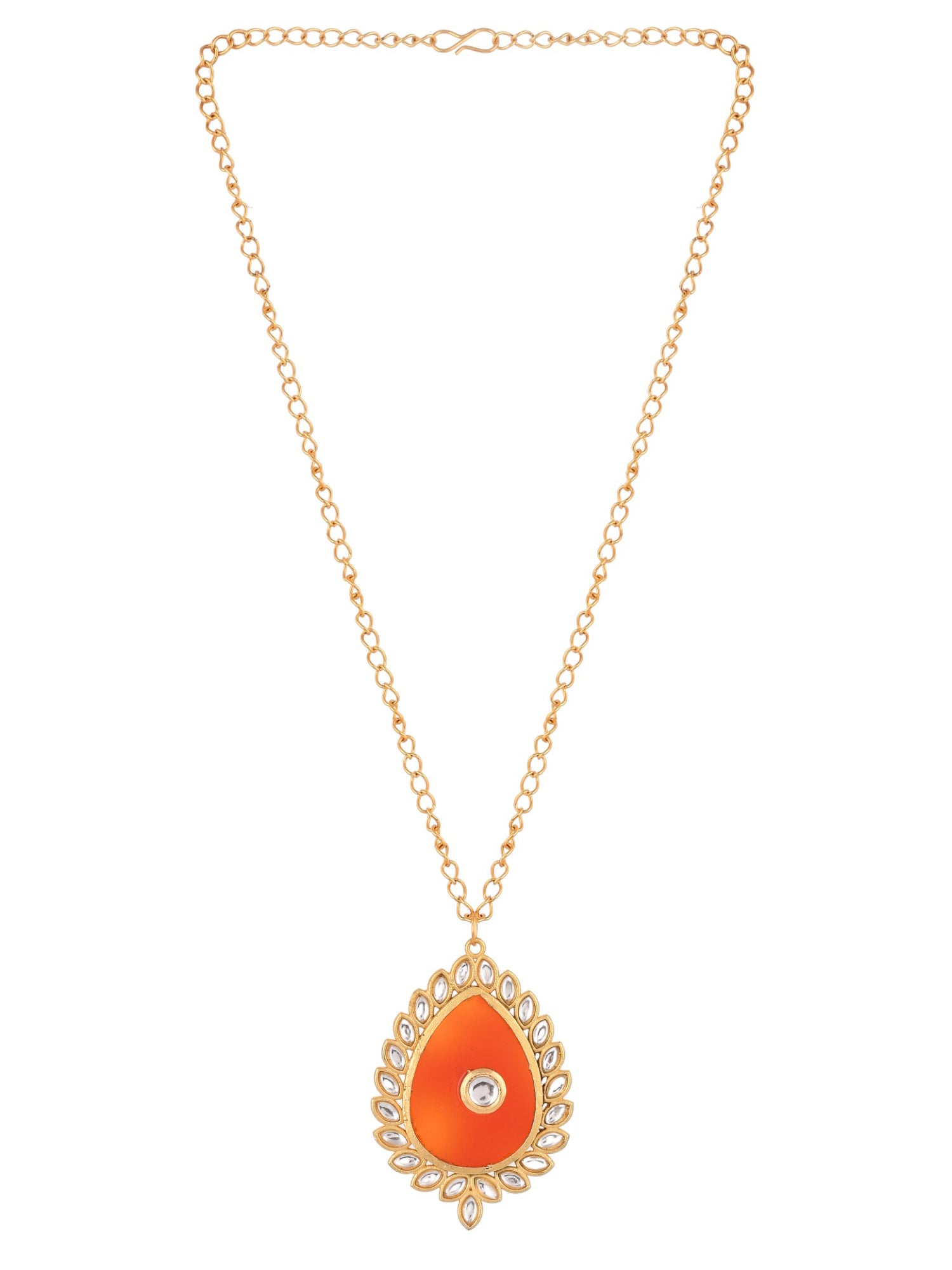 Gold Plated Red Stone Chain Necklace