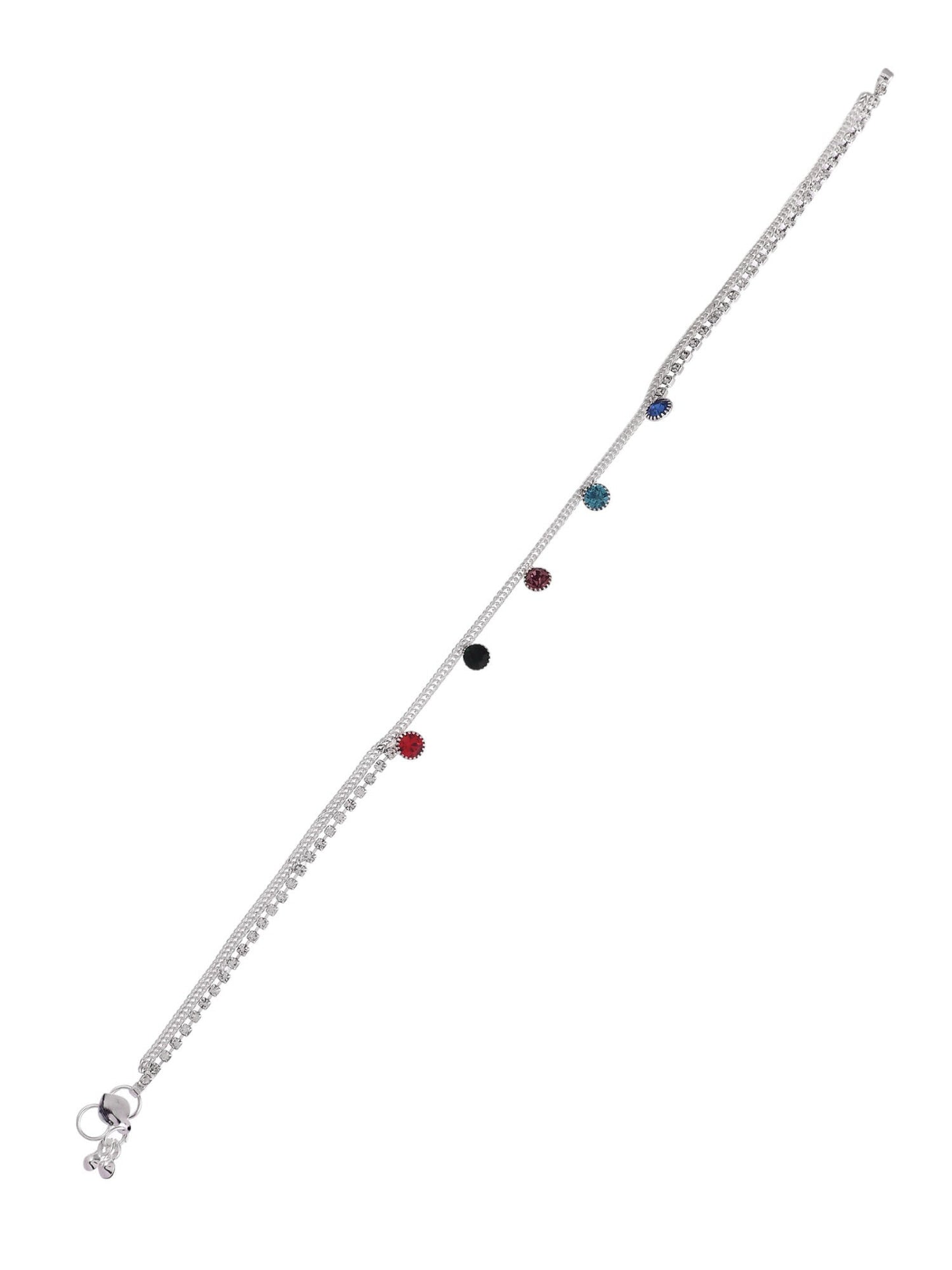 Tranding stone-studded silver plated anklet for womens