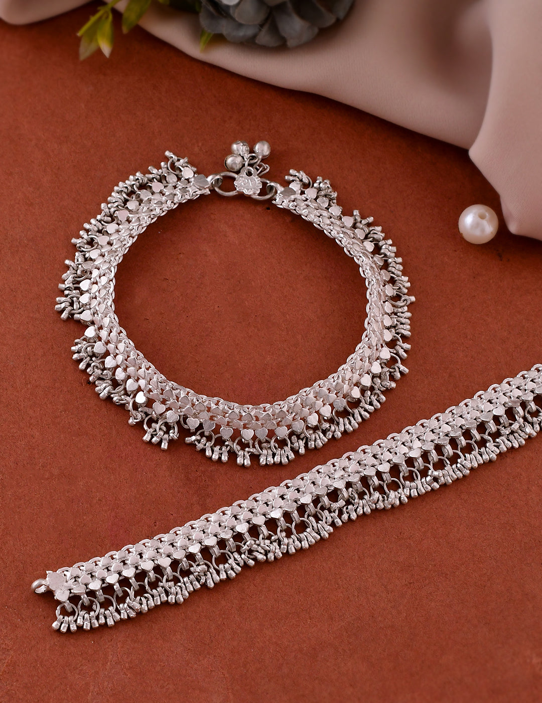 Silver-Plated Layered Bridal Ghungroo Anklet | Ethnic Payal Set For Women