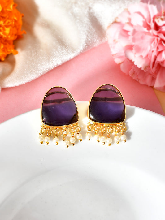 Purple Stud Earrings for Western Outfit - Earrings for Women Online