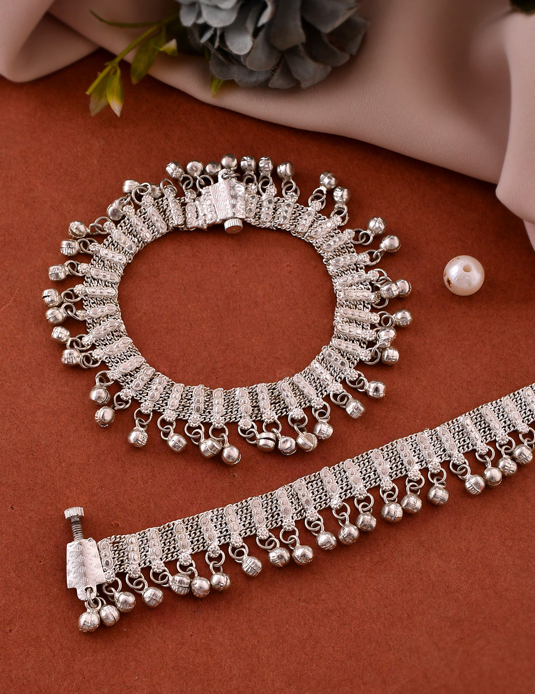 Buy Silver Payal with Ghungroo Detailing for Women Online