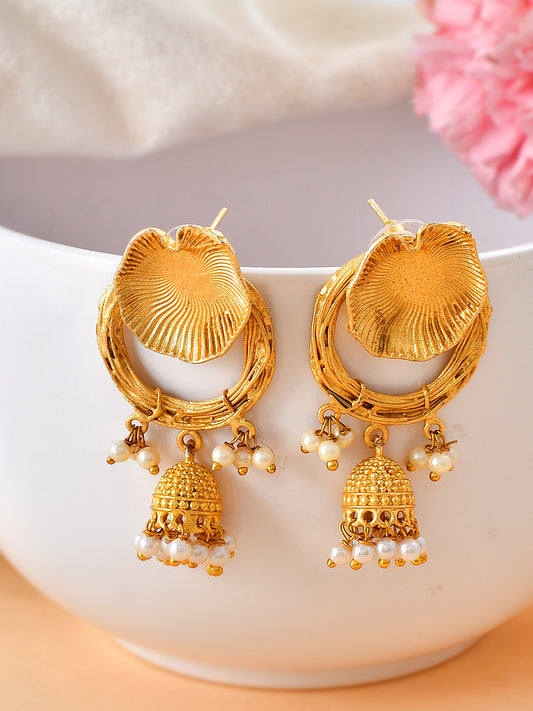 Gold Plated Handcrafted Designer Jhumka Earrings for Women Online