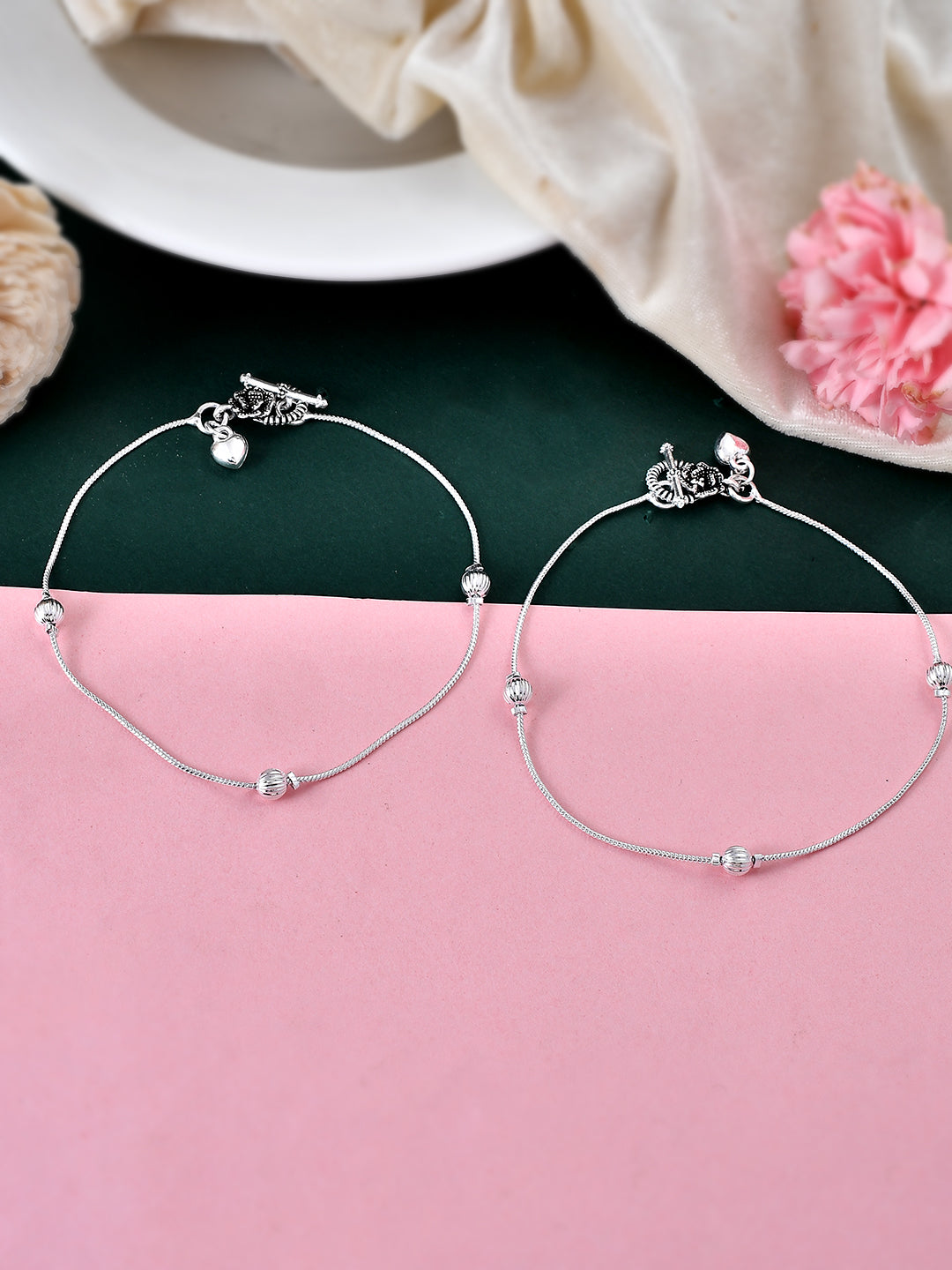 Buy Delicate Silver Chain Anklets for Women Online at Silvermerc