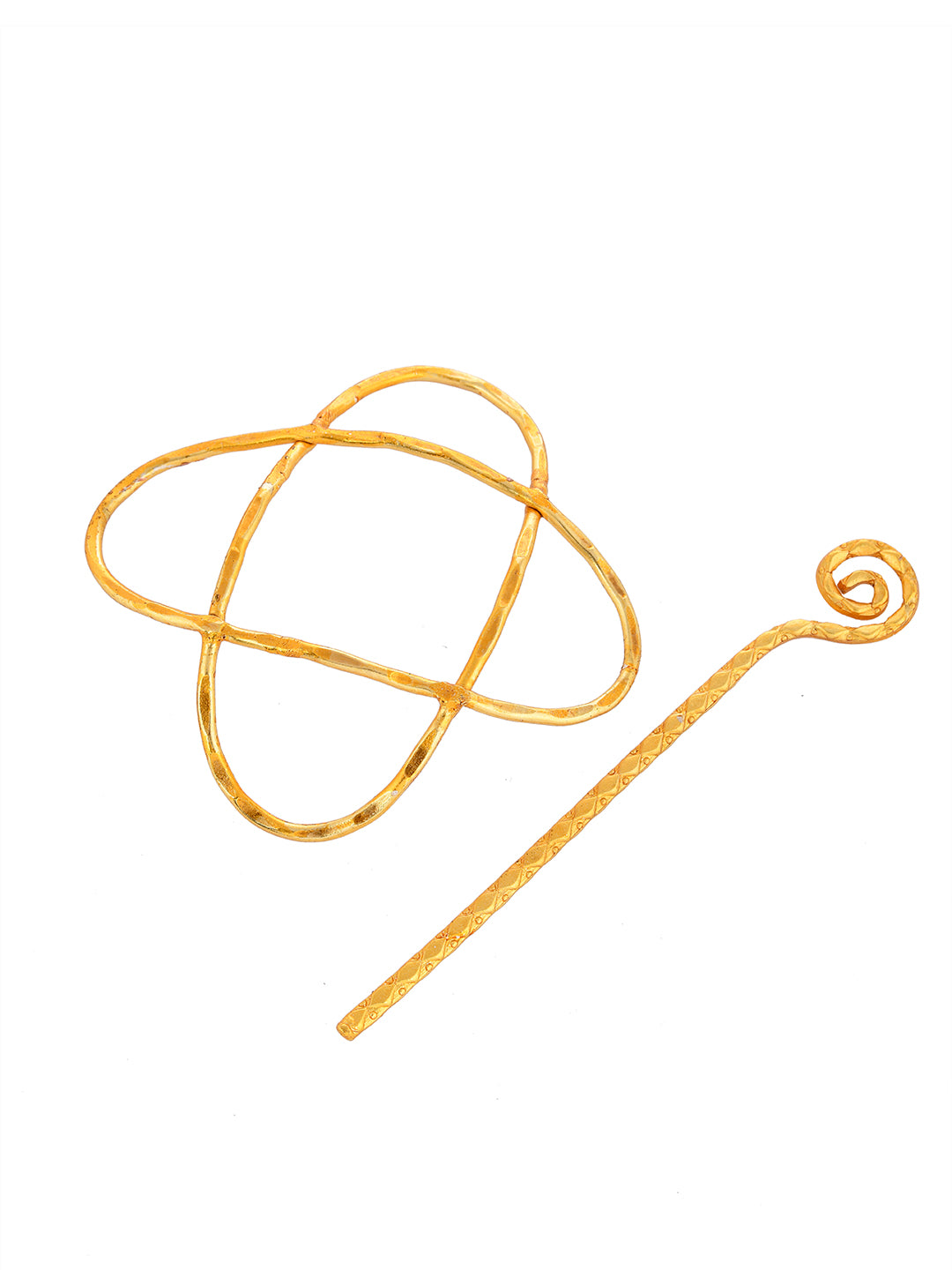 Golden Brass Metal Hair Barrette With Stick For Women