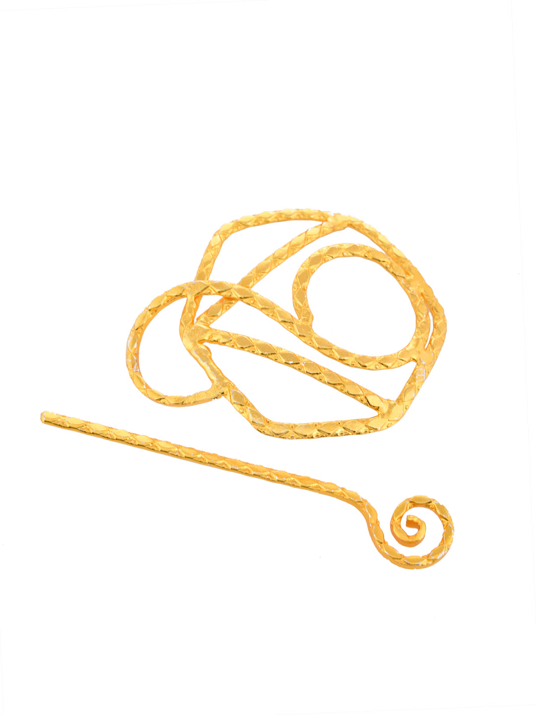 Golden Brass Metal Hair Barrette With Stick For Women