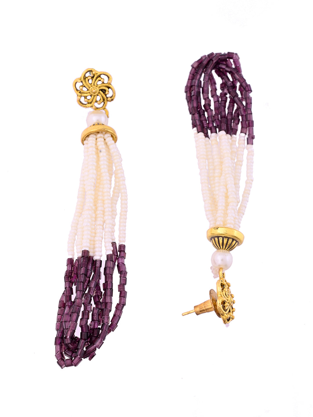 Classic Pearl Beads Necklace Set With Long Drop Earrings For Women