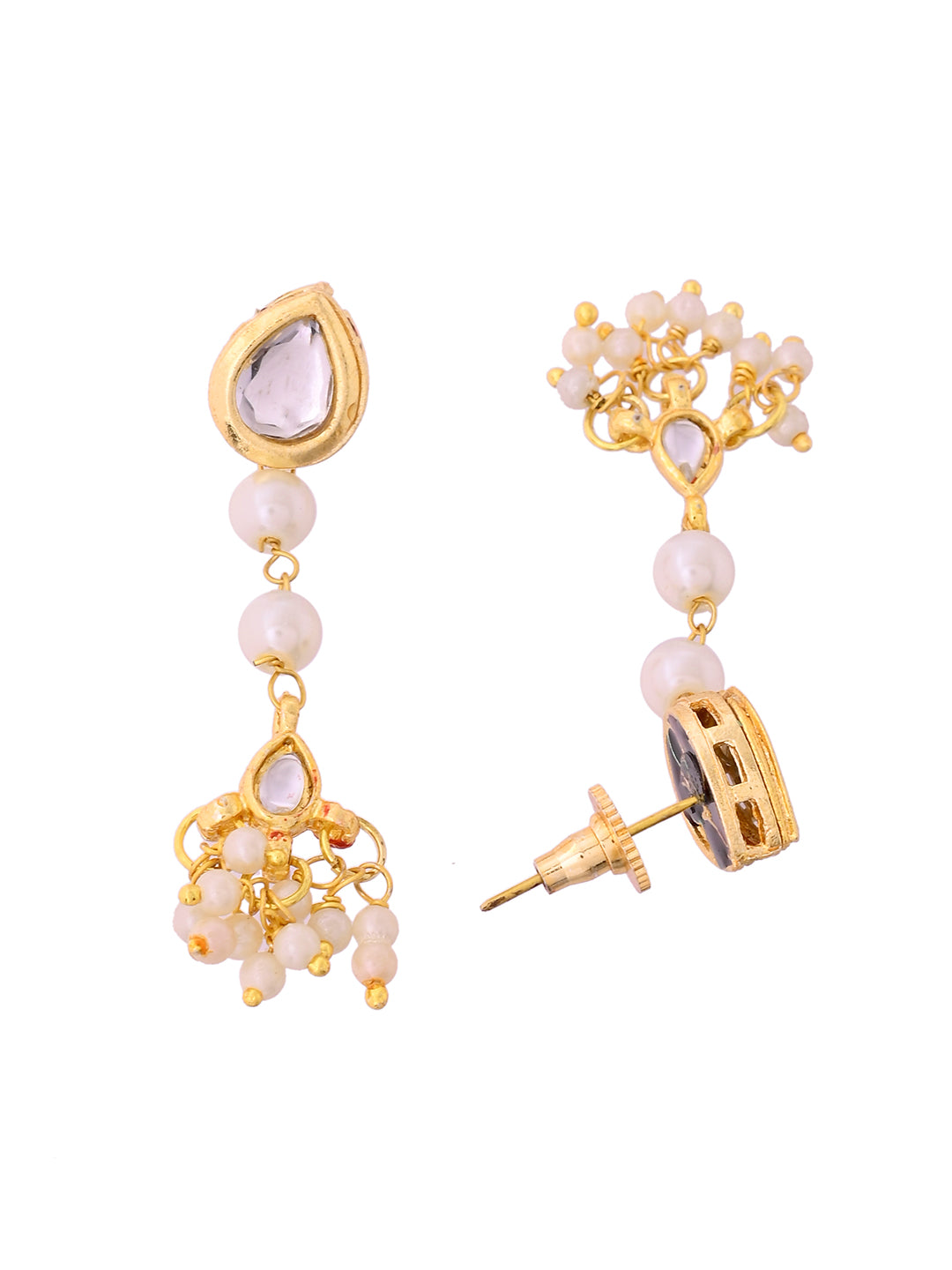 Traditional Kundan Necklace Set With Drops Earring For Women