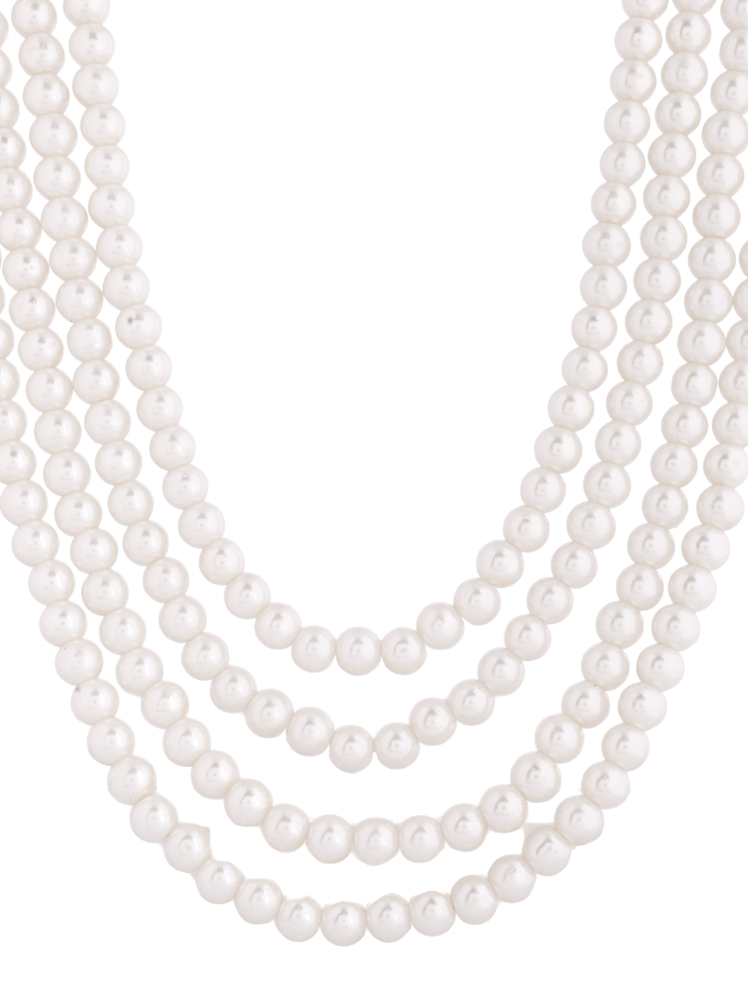 Classic White Pearl Beads Necklace Layered Mala For Women