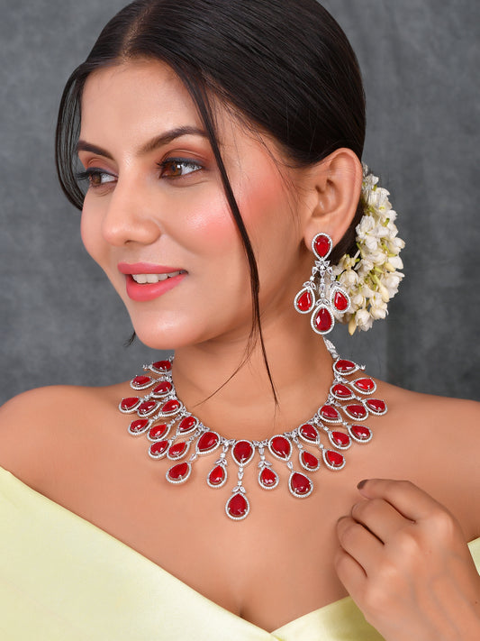 Faux Ruby American Diamond Bridal Jewellery Sets for Women Online